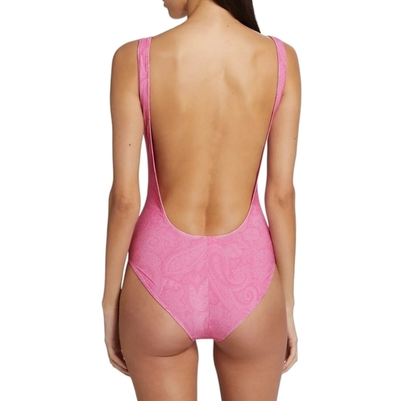 ETRO One-Piece Swimsuit with Paisley Print, Size 12, Pink, NWT - Picture 4 of 16
